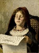 Georgios Jakobides Girl reading oil on canvas